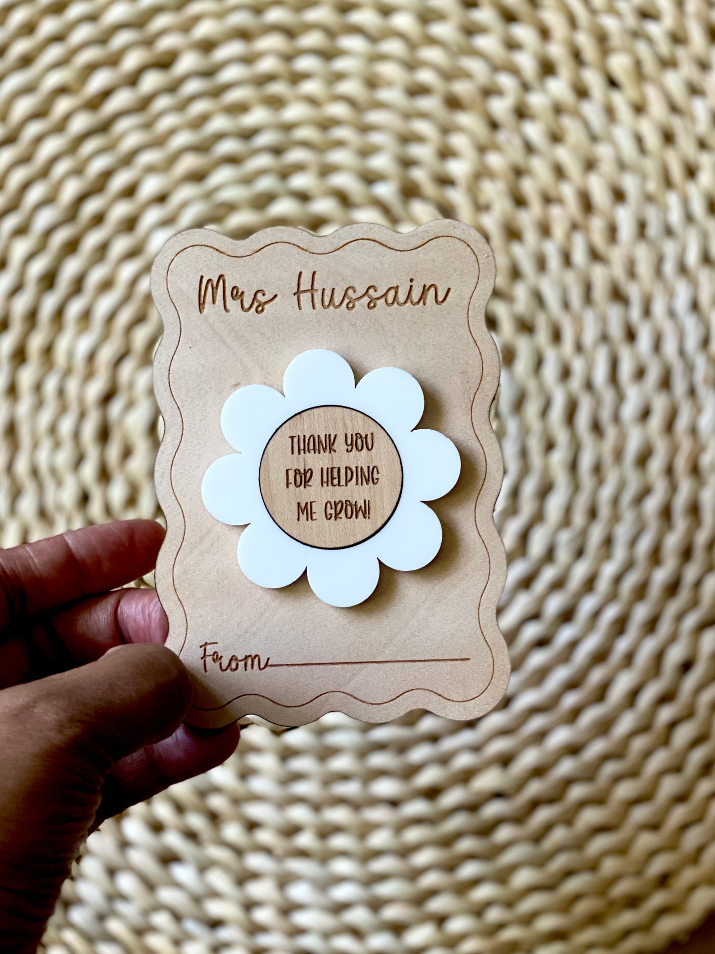 Thank You for Helping Me Grow – Personalised Flower Magnet Card