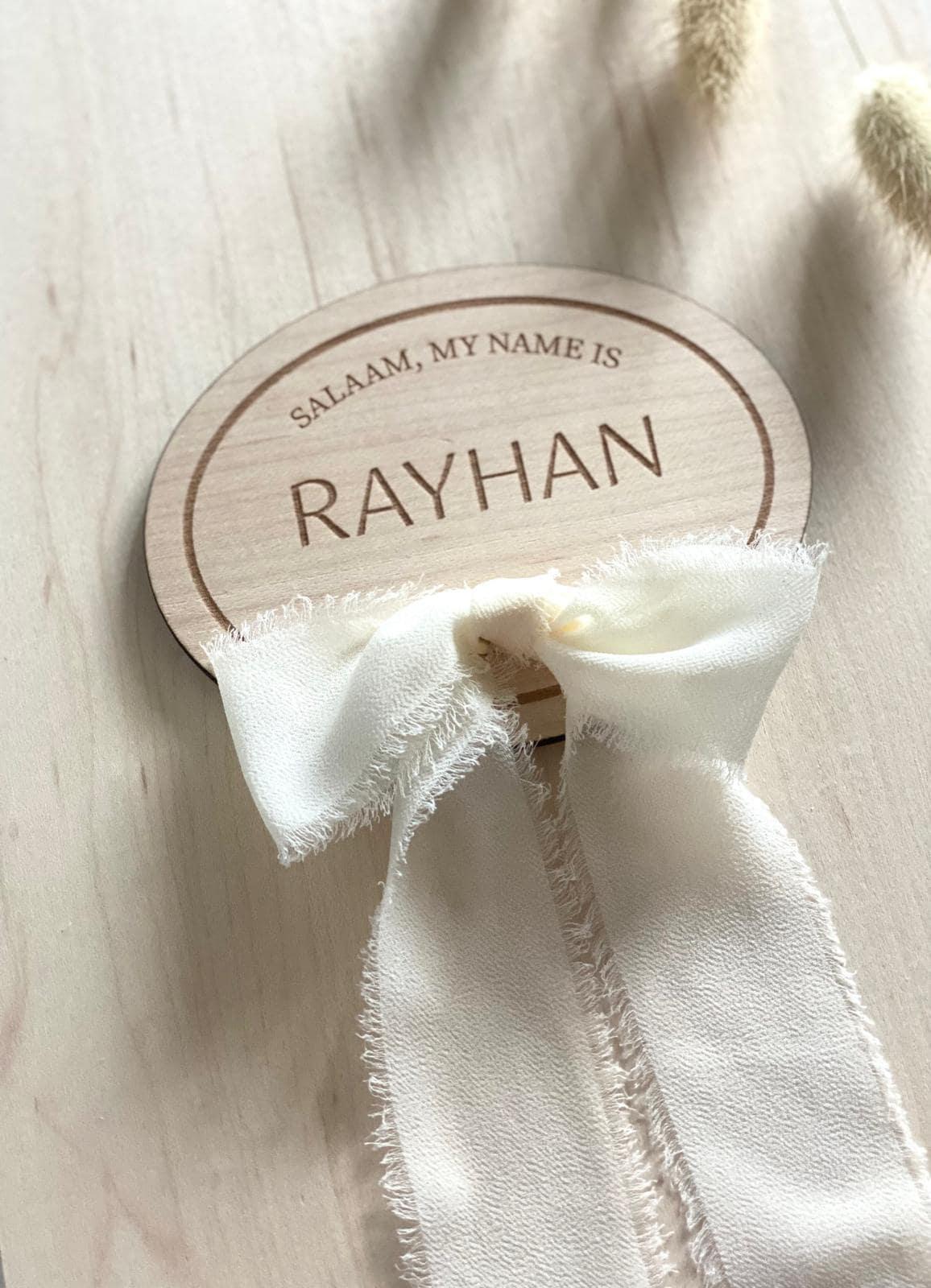 Salaam, My Name Is - Oval Birth Announcement Plaque