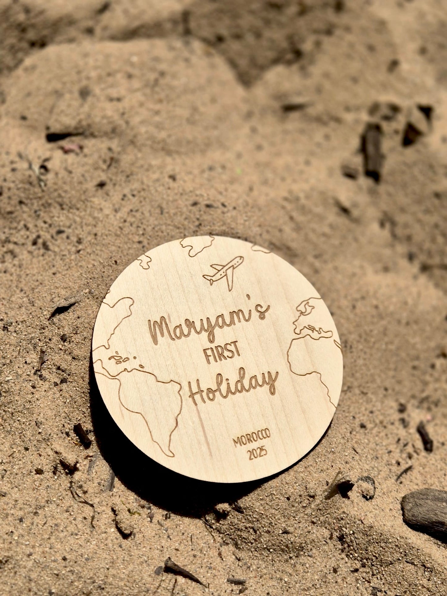 Personalised First Holiday Wooden Plaque