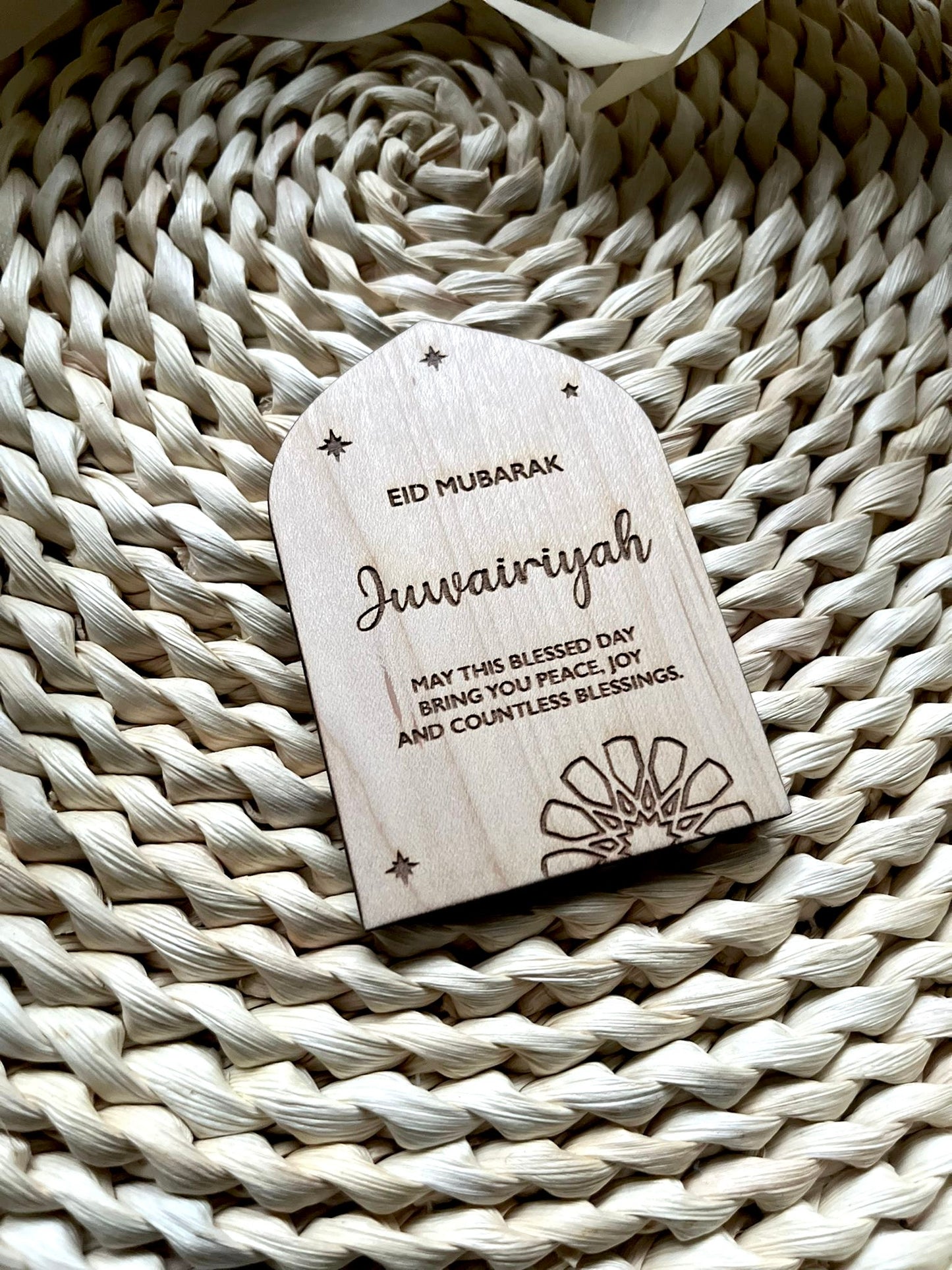 Personalised Wooden Eid Place Card