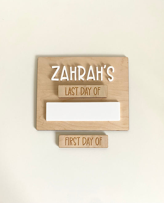 Personalised First Day/ Last Day Board