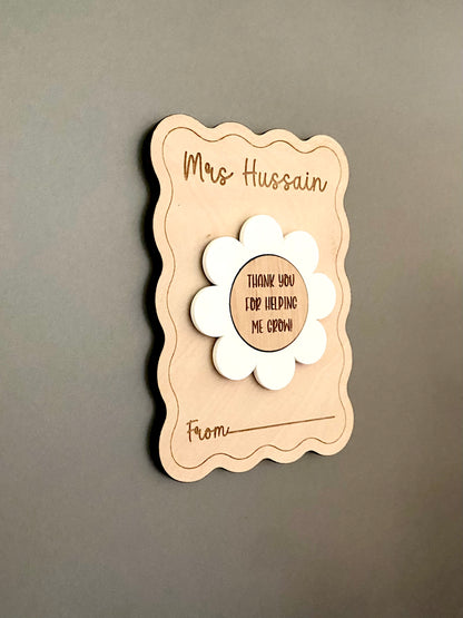 Thank You for Helping Me Grow – Personalised Flower Magnet Card