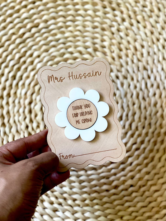 Thank You for Helping Me Grow – Personalised Flower Magnet Card