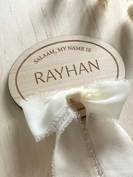Salaam, My Name Is - Oval Birth Announcement Plaque