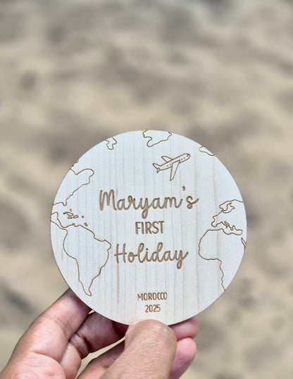 Personalised First Holiday Wooden  Plaque