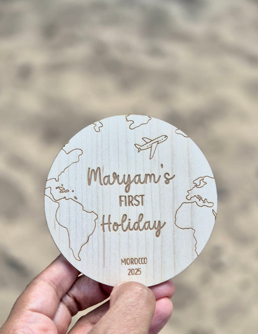 Personalised First Holiday Wooden  Plaque